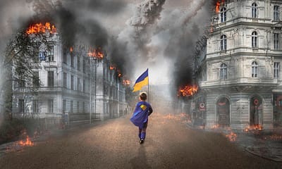 ukraine, flag, little boy
